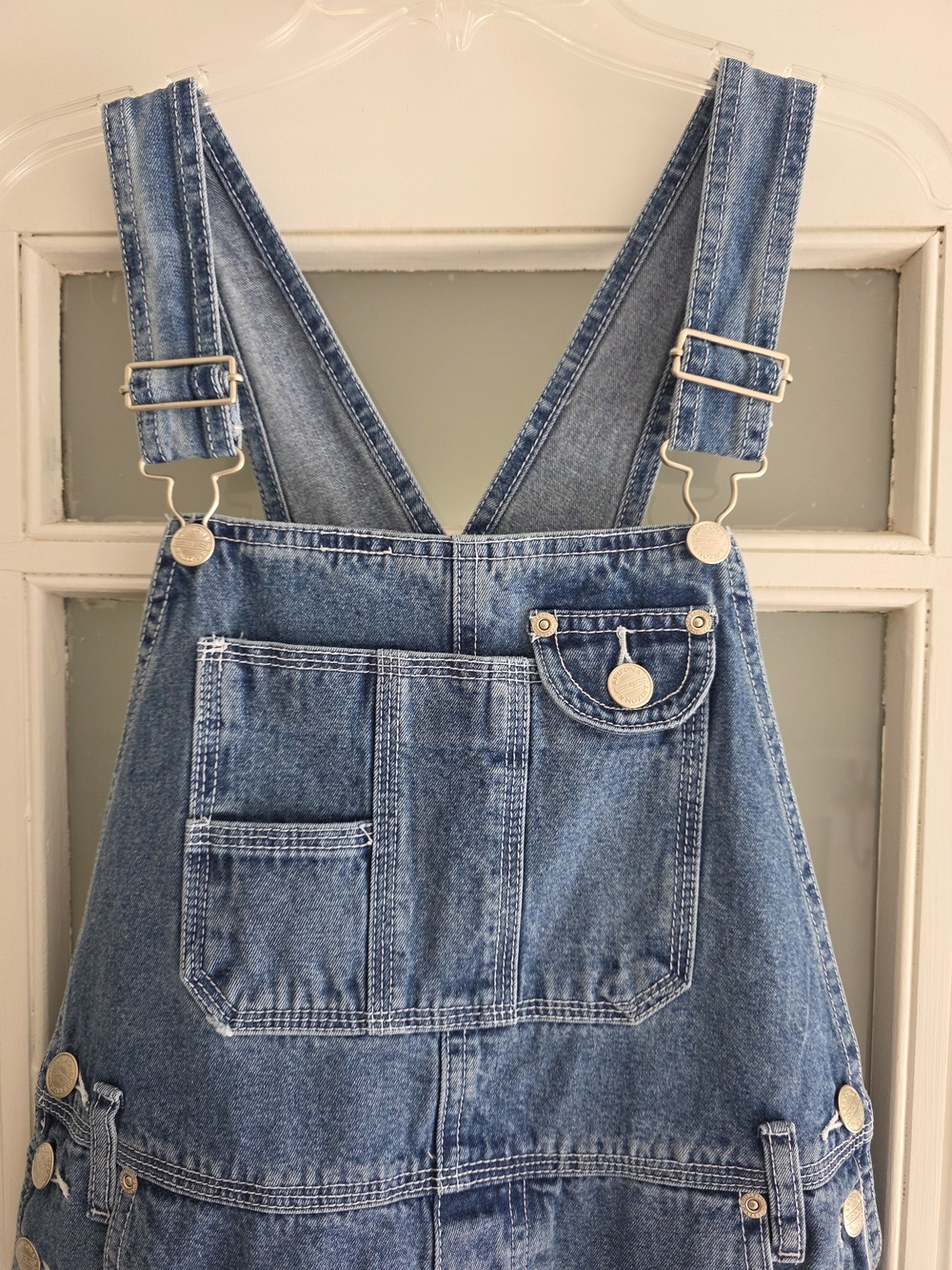 NWT!! BACK TO SCHOOL. Arizona Jean Company Blue Denim Overalls Kids MEDIUM.